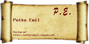Petke Emil névjegykártya
